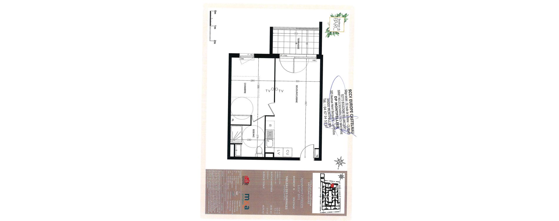 Appartement T2 de 38,50 m2 &agrave; Castelnau-Le-Lez Sablas - mendrous
