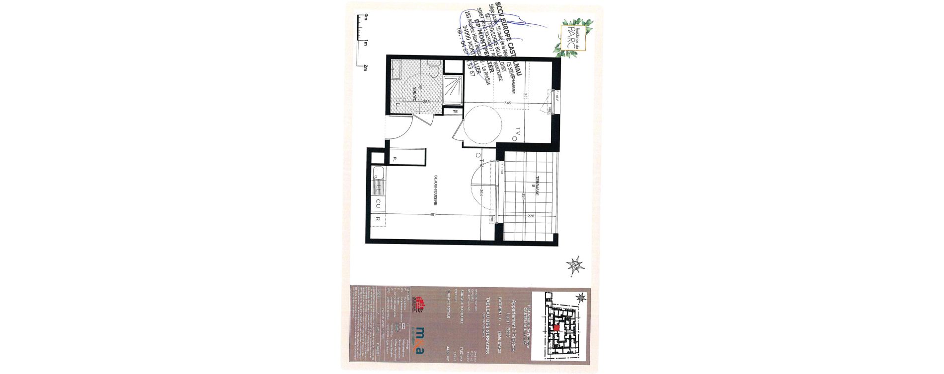 Appartement T2 de 37,31 m2 &agrave; Castelnau-Le-Lez Sablas - mendrous