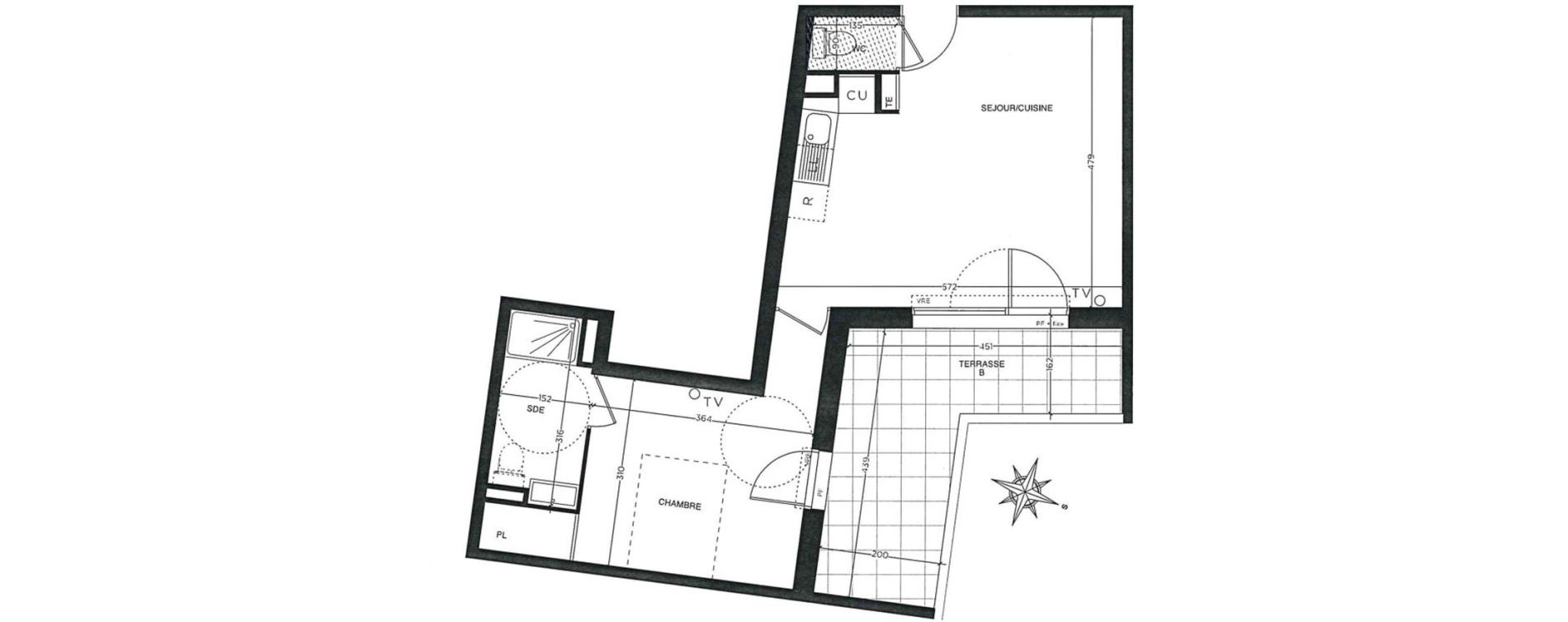 Appartement T2 de 43,60 m2 &agrave; Castelnau-Le-Lez Sablas - mendrous