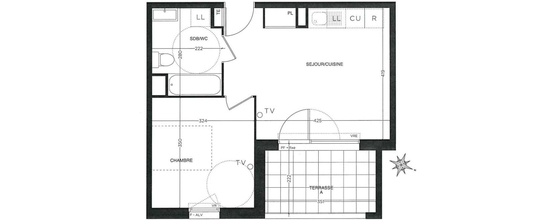 Appartement T2 de 37,41 m2 &agrave; Castelnau-Le-Lez Sablas - mendrous