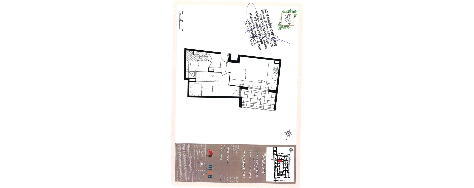 Appartement T2 de 44,34 m2 &agrave; Castelnau-Le-Lez Sablas - mendrous