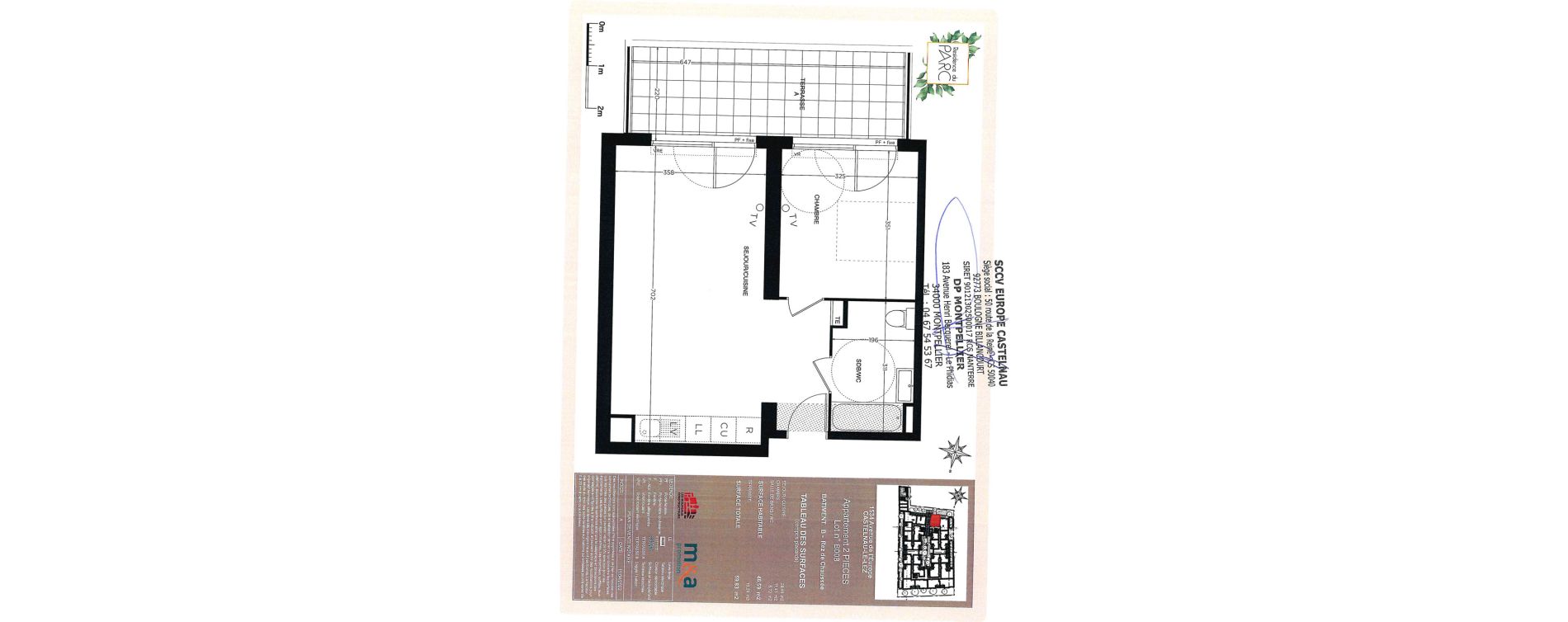 Appartement T2 de 46,59 m2 &agrave; Castelnau-Le-Lez Sablas - mendrous