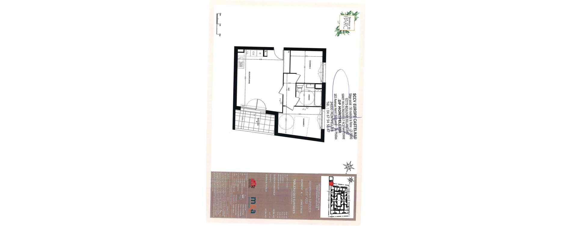 Appartement T3 de 57,52 m2 &agrave; Castelnau-Le-Lez Sablas - mendrous