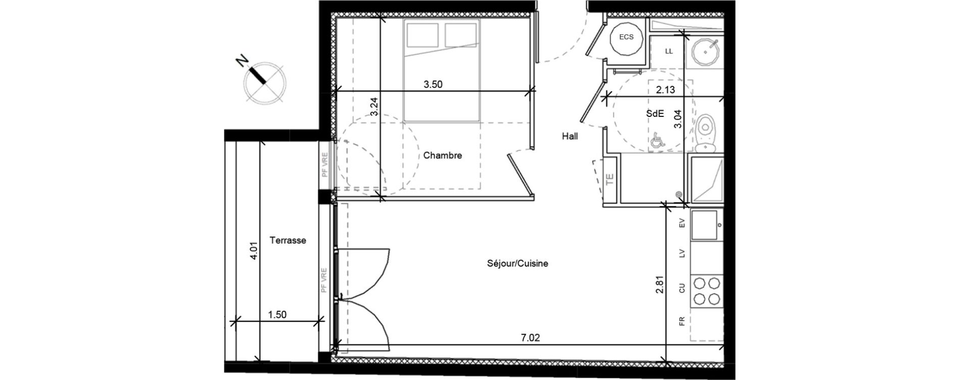 Appartement T2 de 42,44 m2 &agrave; Castelnau-Le-Lez Odysseum