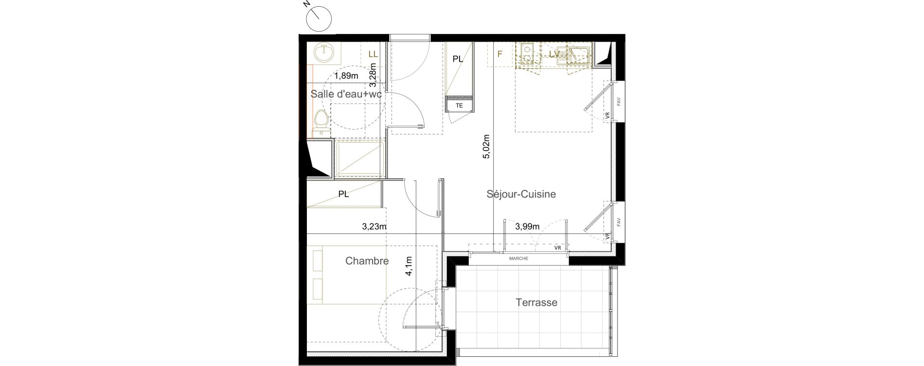 Appartement T2 de 42,58 m2 &agrave; Castelnau-Le-Lez Mas de rochet
