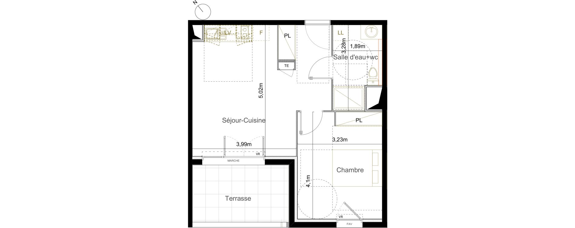 Appartement T2 de 42,47 m2 &agrave; Castelnau-Le-Lez Mas de rochet