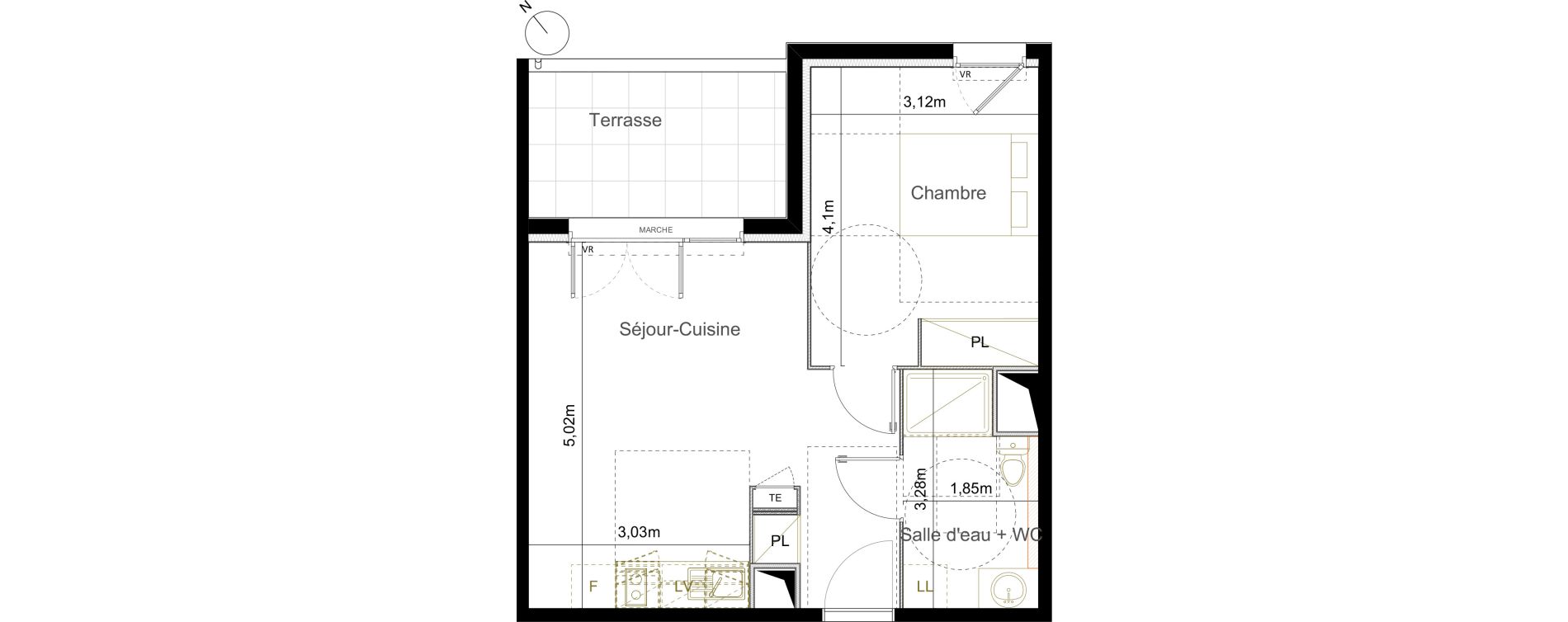 Appartement T2 de 40,84 m2 &agrave; Castelnau-Le-Lez Mas de rochet