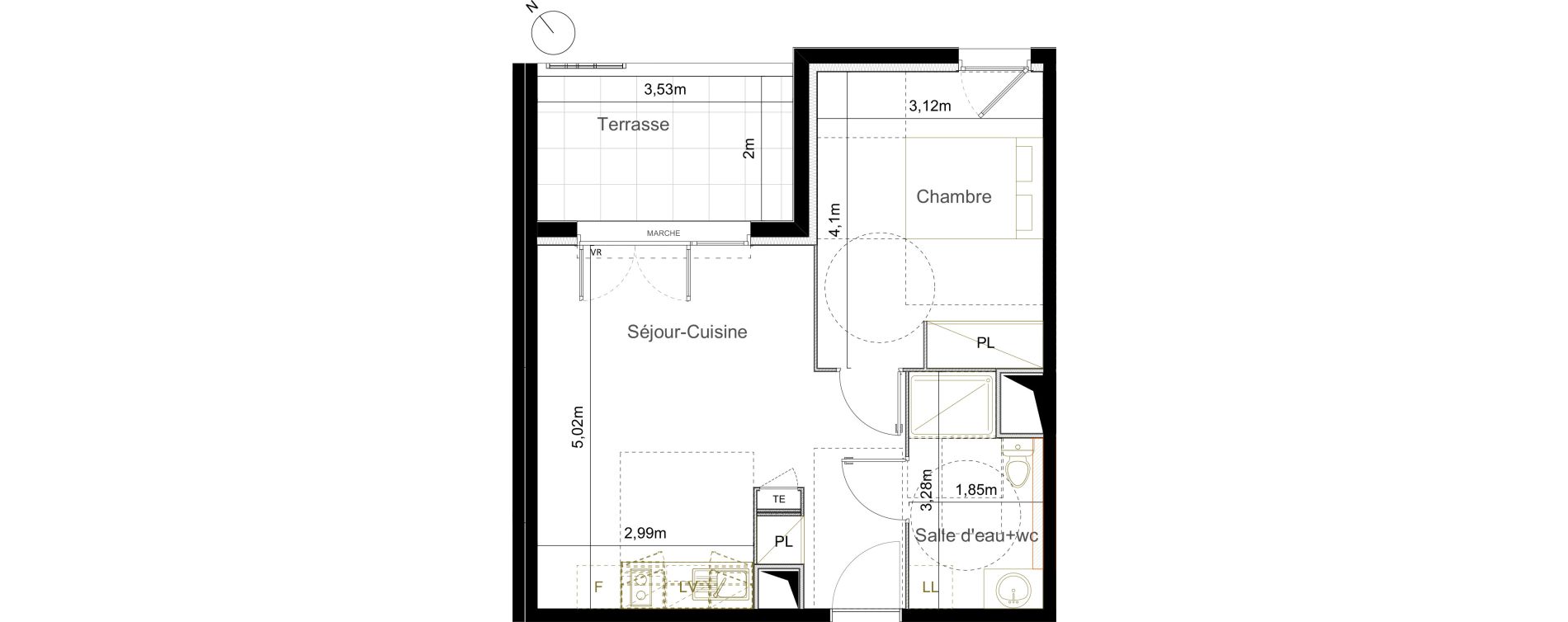 Appartement T2 de 40,87 m2 &agrave; Castelnau-Le-Lez Mas de rochet