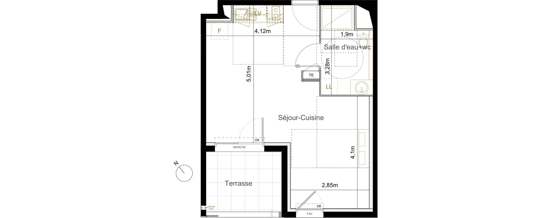 Appartement T1 de 35,22 m2 &agrave; Castelnau-Le-Lez Mas de rochet