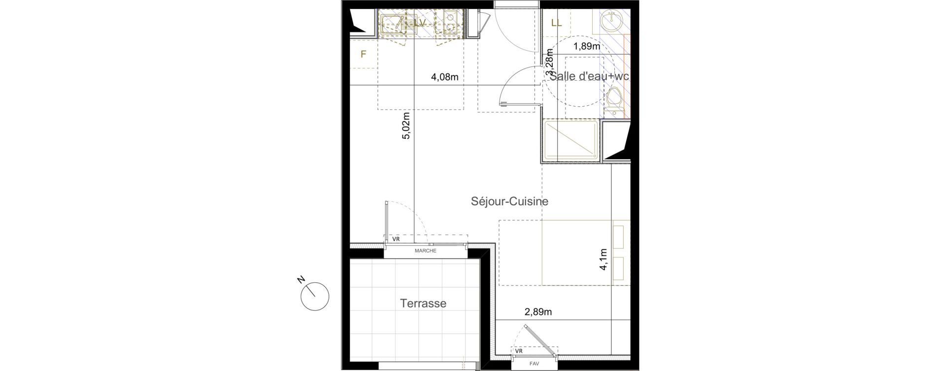 Appartement T1 de 35,75 m2 &agrave; Castelnau-Le-Lez Mas de rochet
