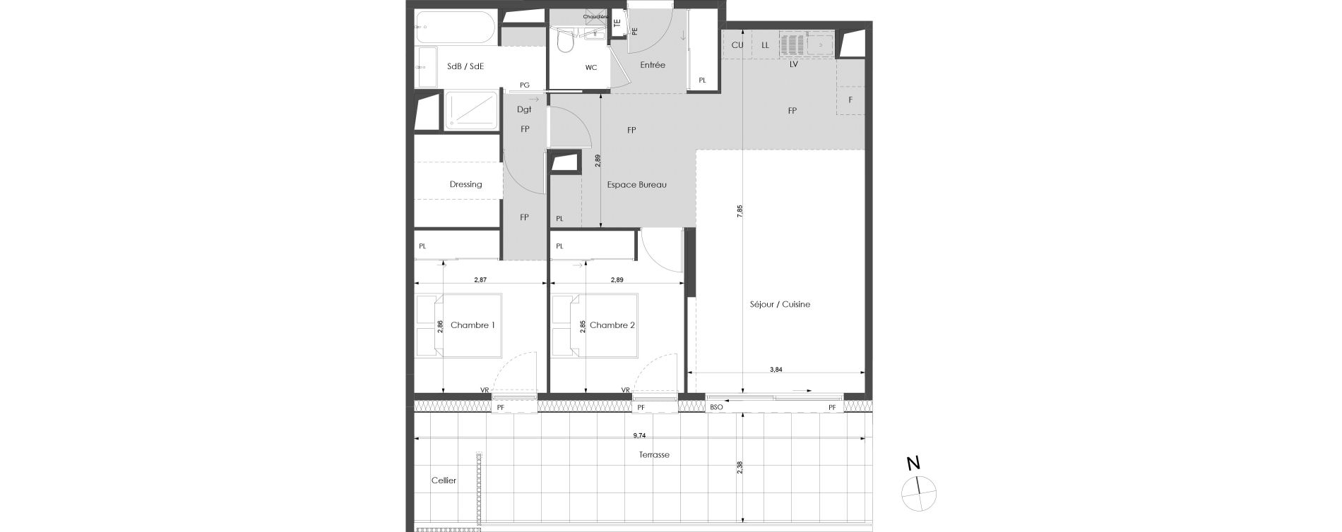 Appartement T3 de 74,40 m2 &agrave; Castelnau-Le-Lez Sablas - mendrous