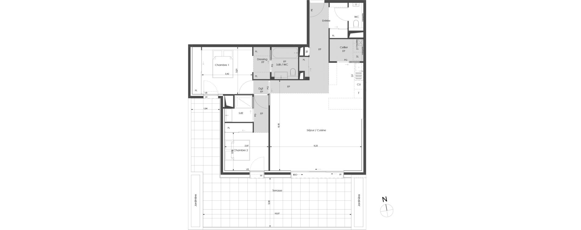Appartement T3 de 91,35 m2 &agrave; Castelnau-Le-Lez Sablas - mendrous