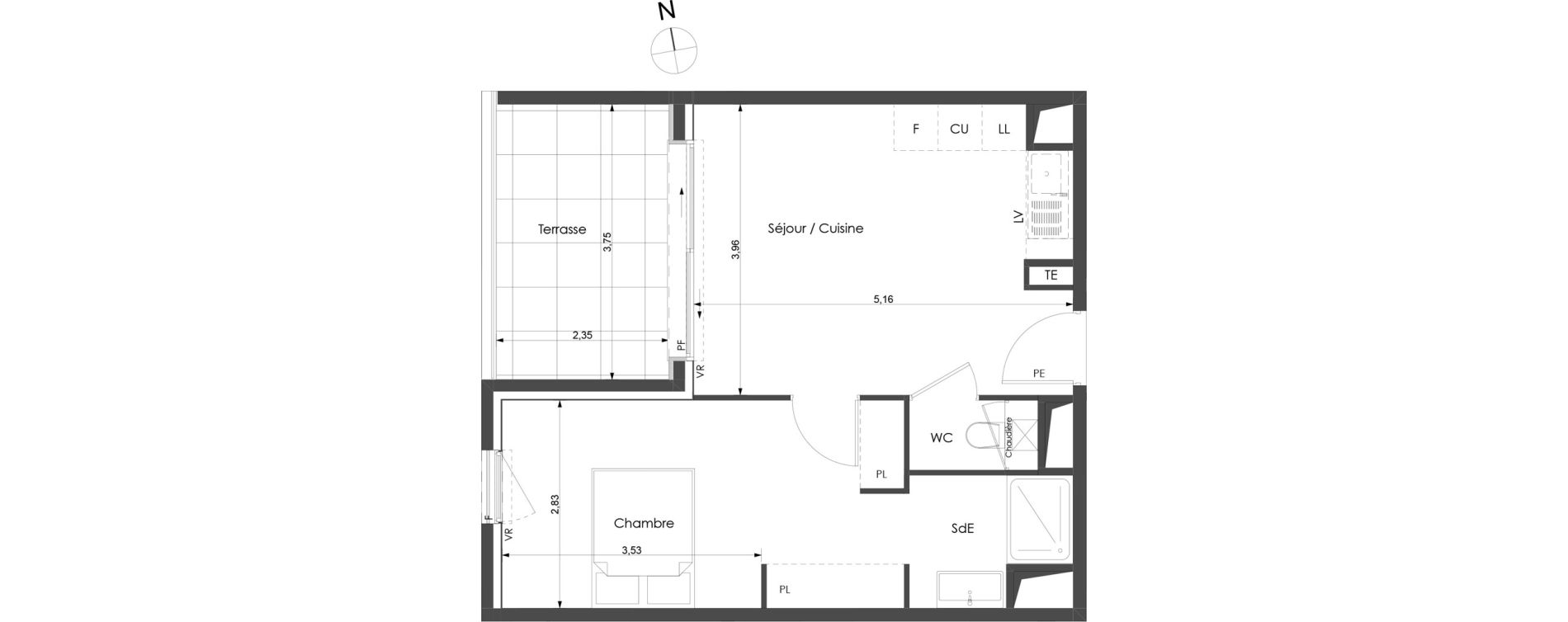 Appartement T2 de 39,50 m2 &agrave; Castelnau-Le-Lez Sablas - mendrous
