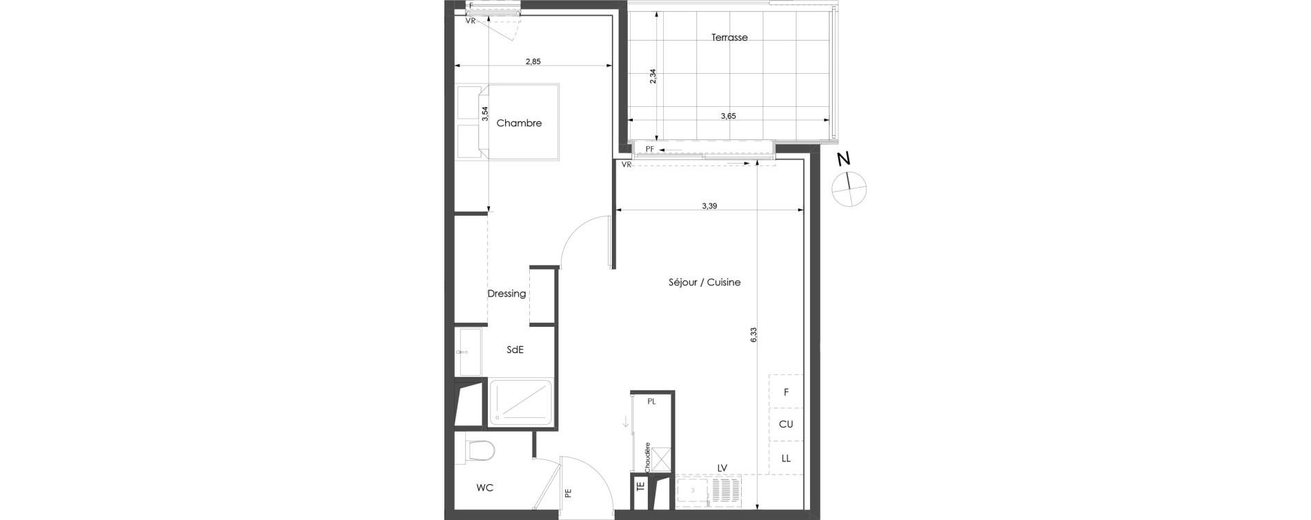 Appartement T2 de 44,95 m2 &agrave; Castelnau-Le-Lez Sablas - mendrous