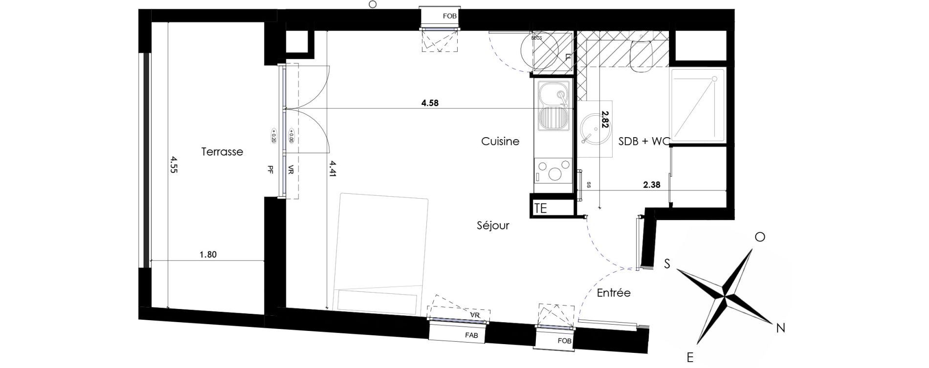 Appartement T1 de 28,70 m2 &agrave; Castelnau-Le-Lez Sablas - mendrous