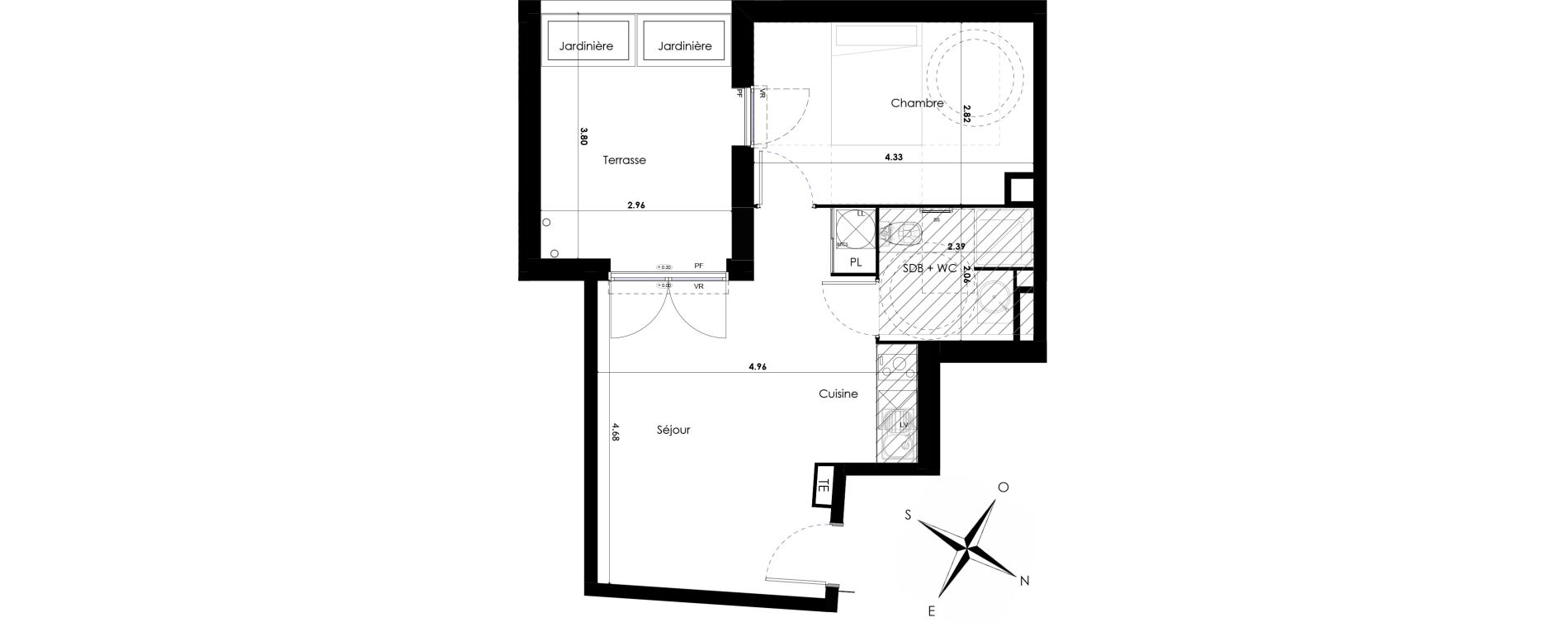 Appartement T2 de 38,95 m2 &agrave; Castelnau-Le-Lez Sablas - mendrous