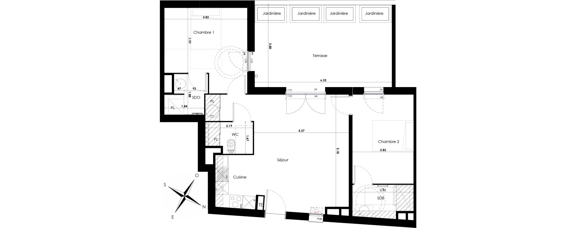 Appartement T3 de 63,55 m2 &agrave; Castelnau-Le-Lez Sablas - mendrous