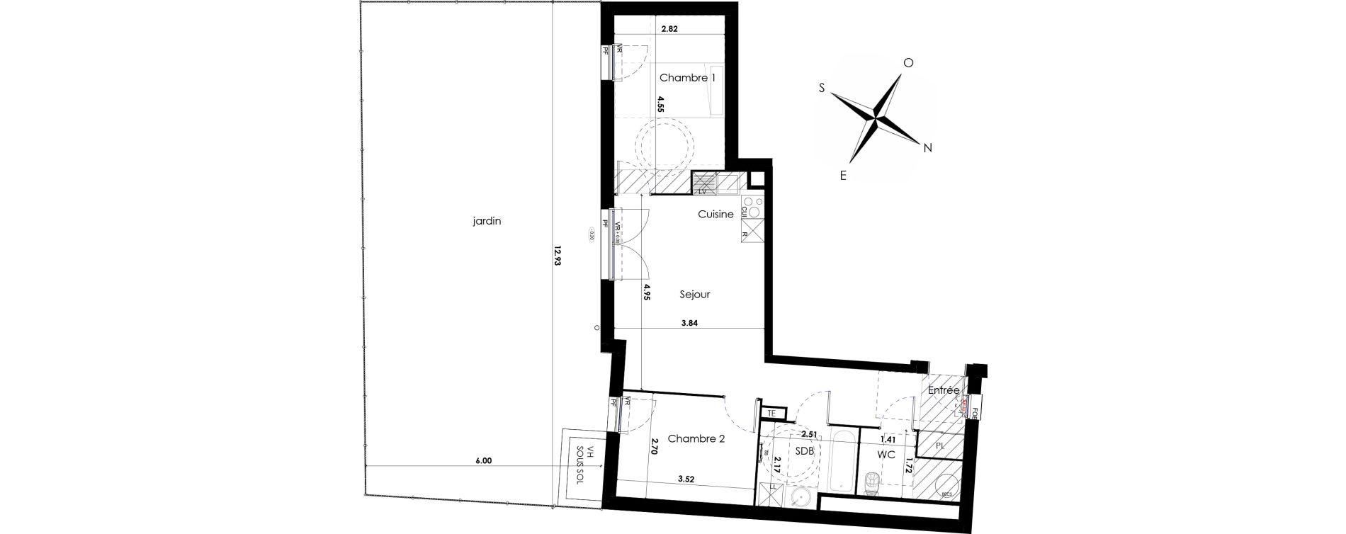 Appartement T3 de 58,60 m2 &agrave; Castelnau-Le-Lez Sablas - mendrous