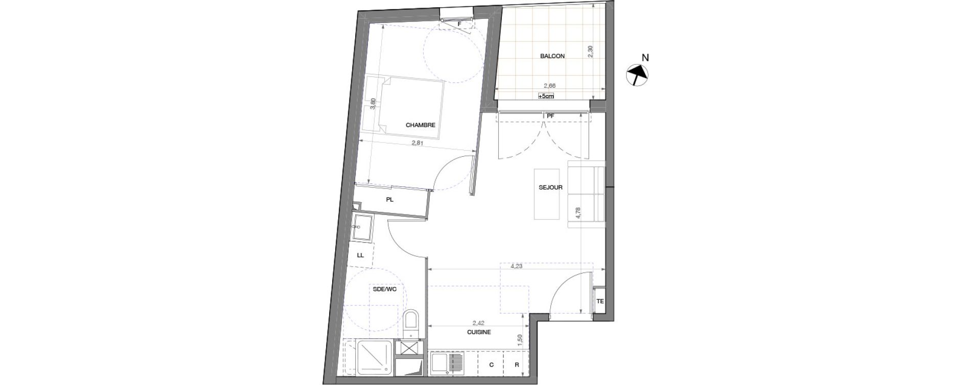 Appartement T2 de 40,40 m2 &agrave; Castelnau-Le-Lez Sablas - mendrous