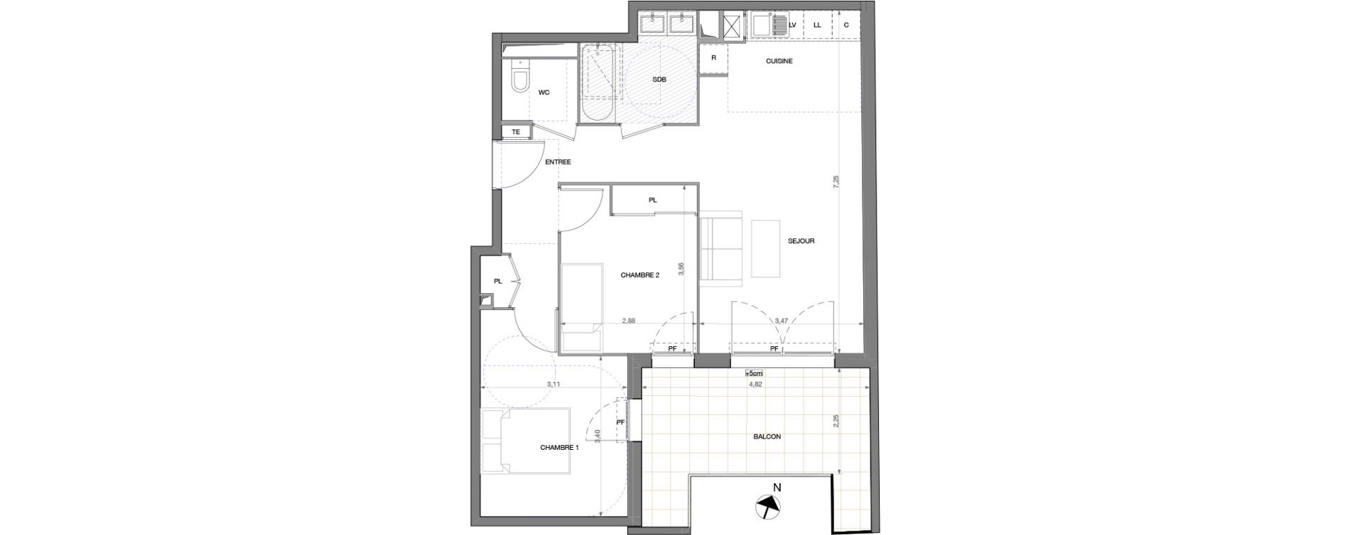 Appartement T3 de 62,25 m2 &agrave; Castelnau-Le-Lez Sablas - mendrous