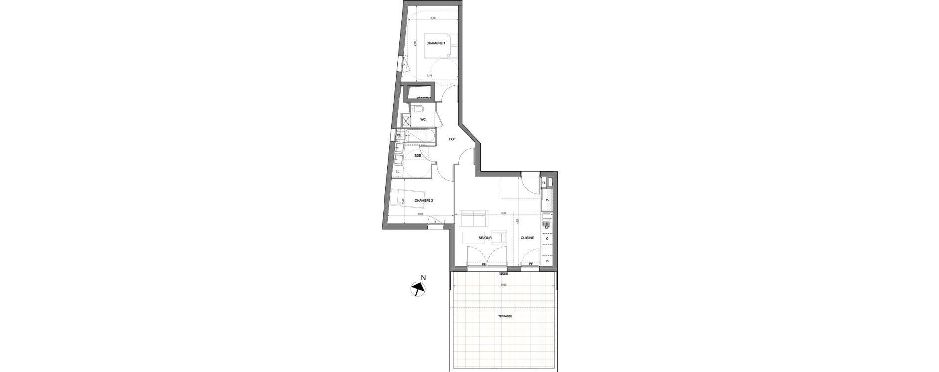 Appartement T3 de 63,85 m2 &agrave; Castelnau-Le-Lez Sablas - mendrous