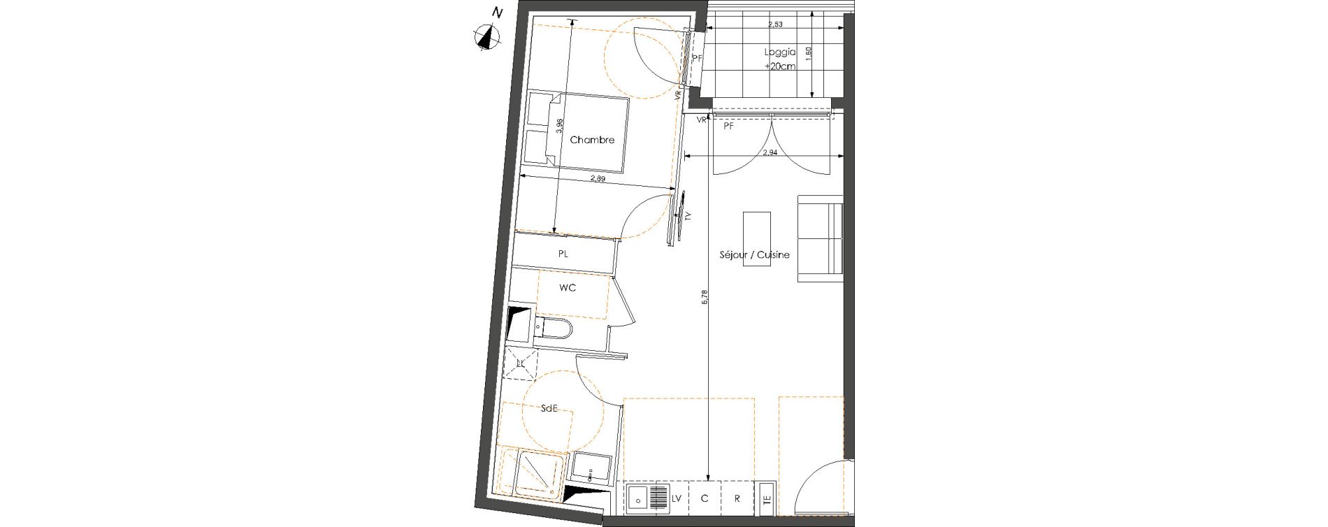 Appartement T2 de 48,35 m2 &agrave; Castelnau-Le-Lez Sablas - mendrous