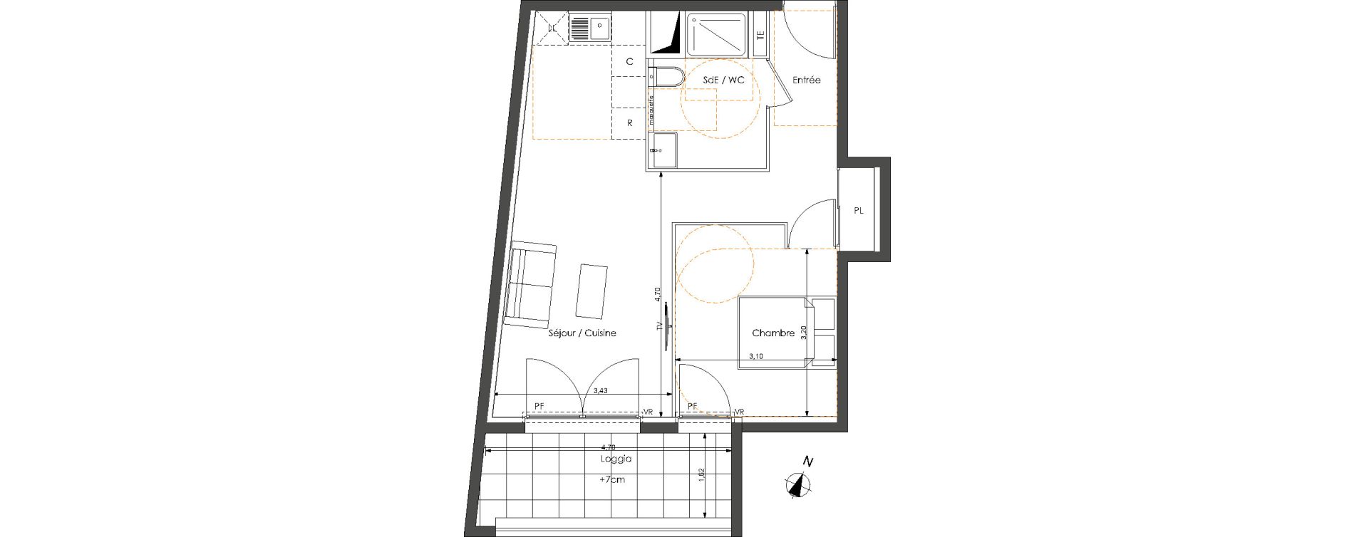 Appartement T2 de 46,95 m2 &agrave; Castelnau-Le-Lez Sablas - mendrous
