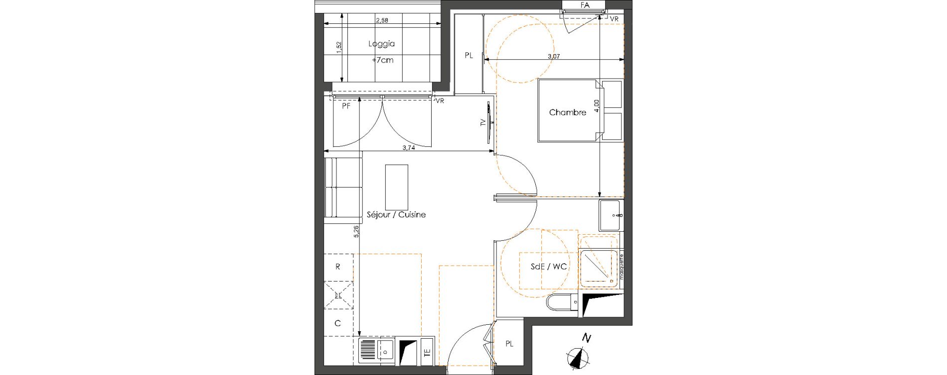 Appartement T2 de 41,65 m2 &agrave; Castelnau-Le-Lez Sablas - mendrous