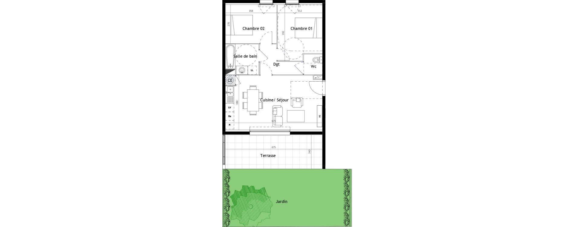 Appartement T3 de 57,20 m2 &agrave; Castelnau-Le-Lez Sablas - mendrous