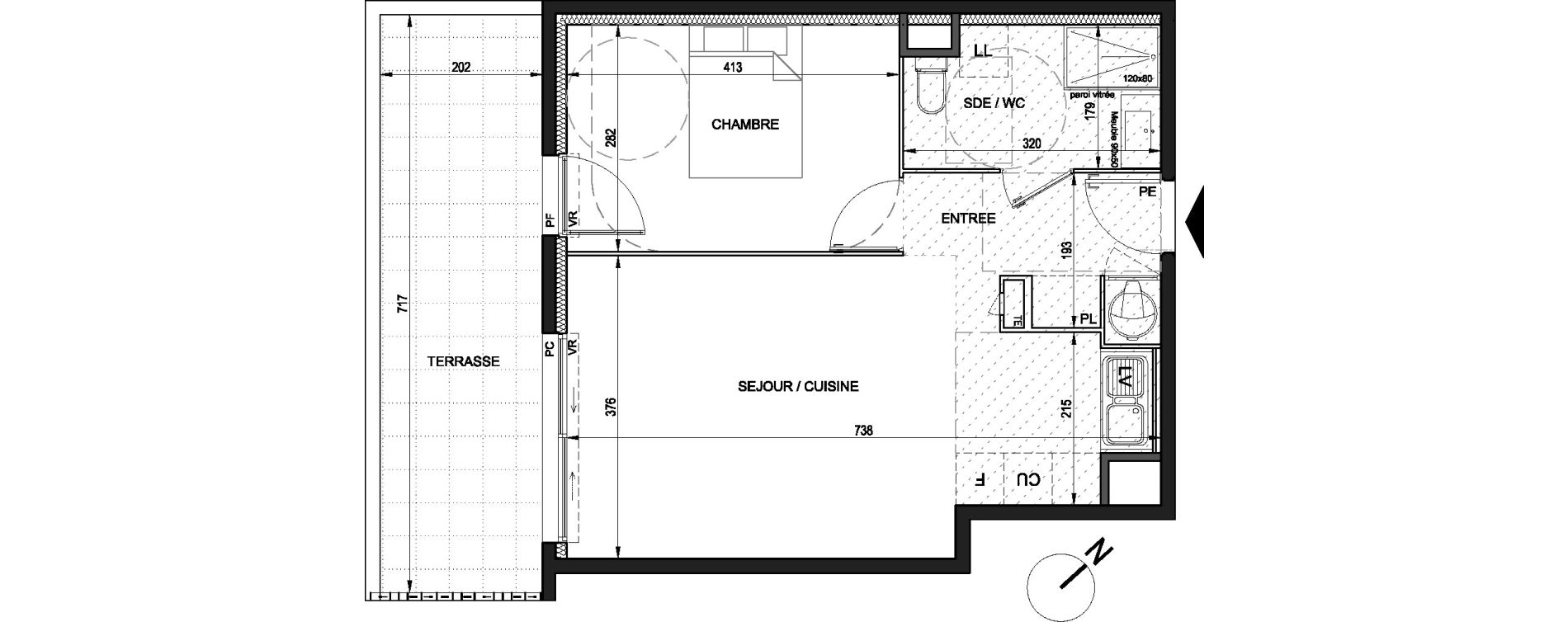 Appartement T2 de 45,40 m2 &agrave; Castries Centre