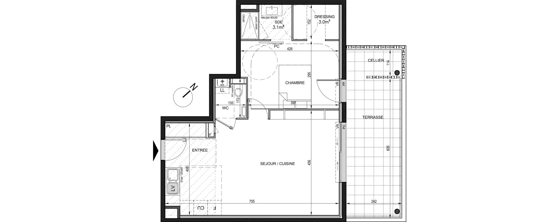 Appartement T2 de 52,70 m2 &agrave; Castries Centre