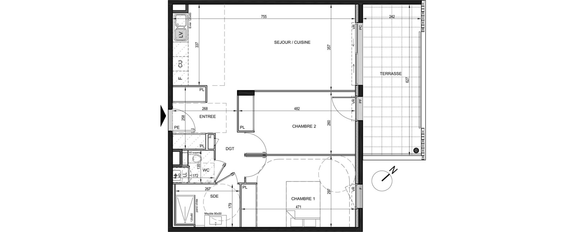 Appartement T3 de 67,30 m2 &agrave; Castries Centre