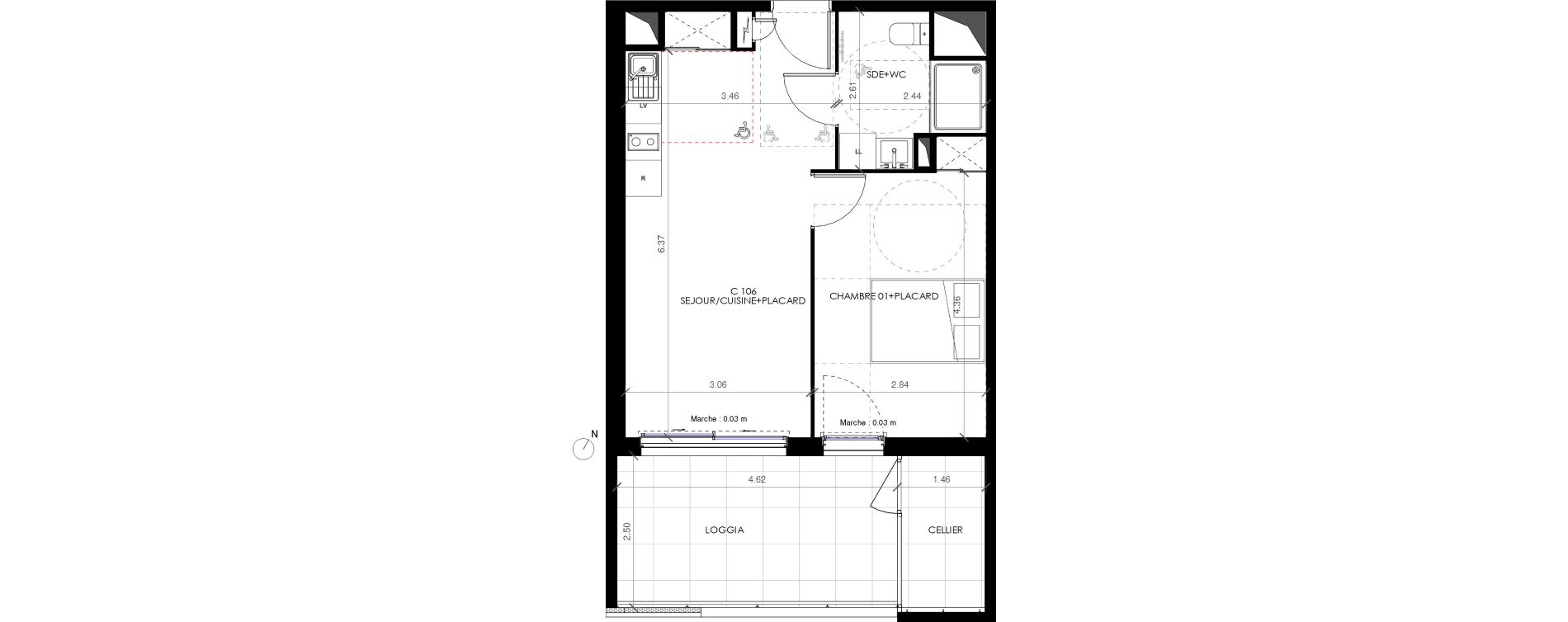 Appartement T2 de 39,60 m2 &agrave; Castries Centre