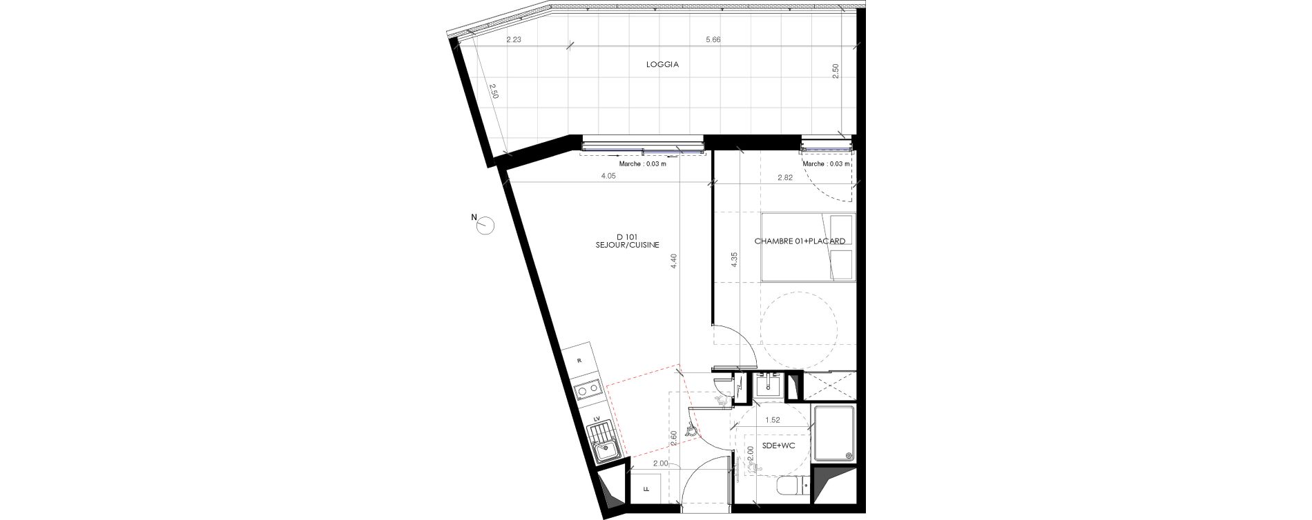 Appartement T2 de 39,50 m2 &agrave; Castries Centre
