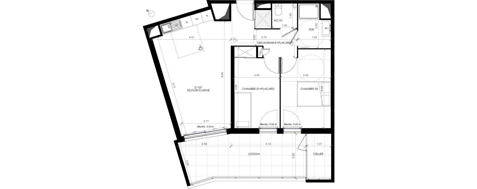 Appartement T3 de 60,10 m2 &agrave; Castries Centre