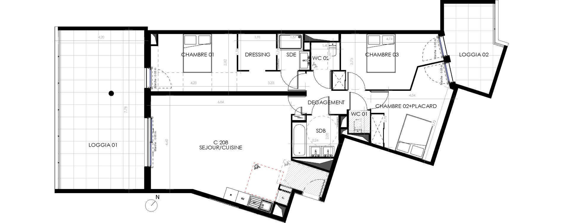 Appartement T4 de 94,40 m2 &agrave; Castries Centre