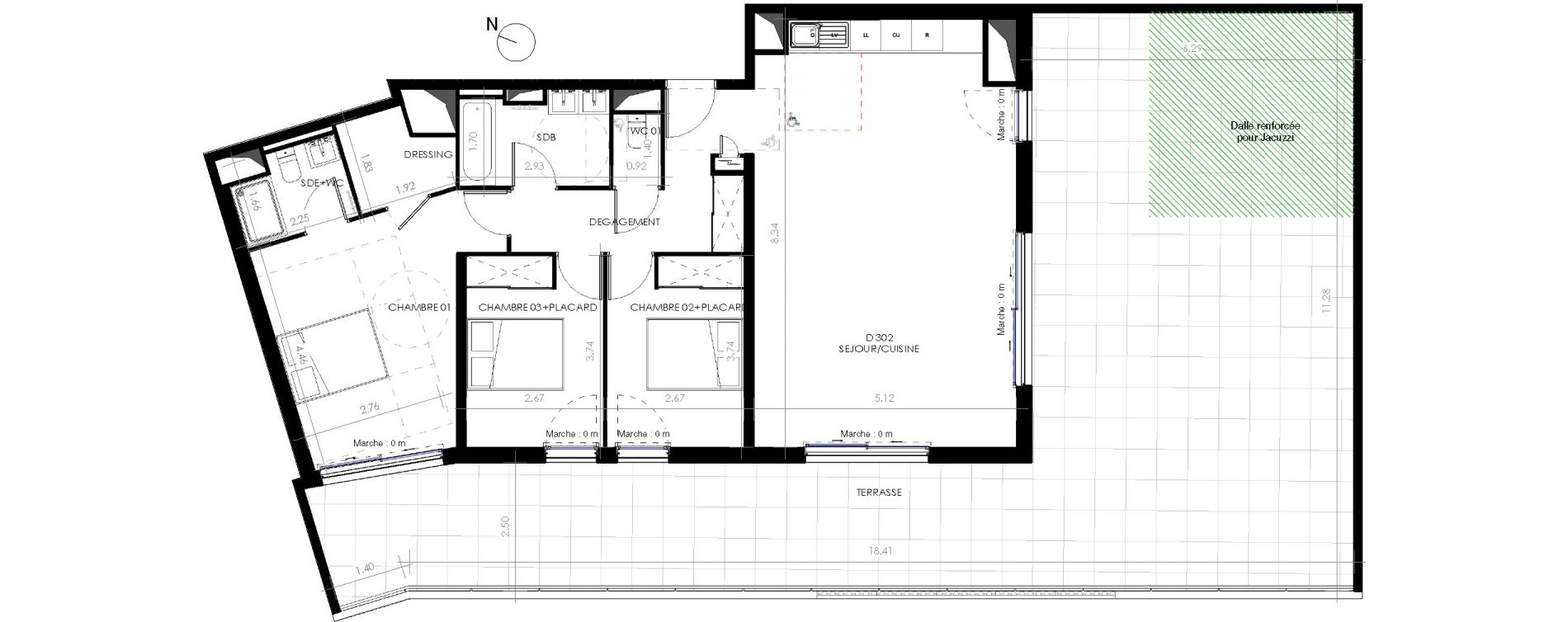 Appartement T4 de 100,40 m2 &agrave; Castries Centre
