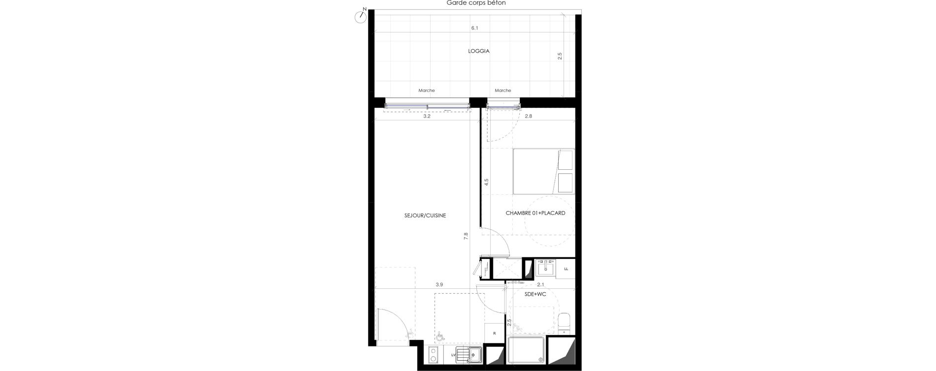 Appartement T2 de 43,80 m2 &agrave; Castries Centre