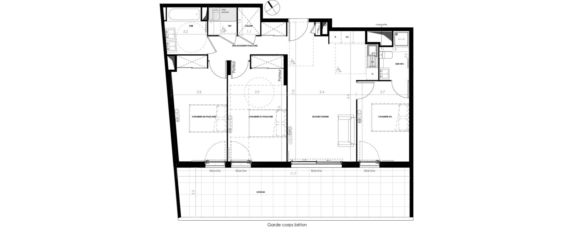 Appartement T4 de 81,10 m2 &agrave; Castries Centre