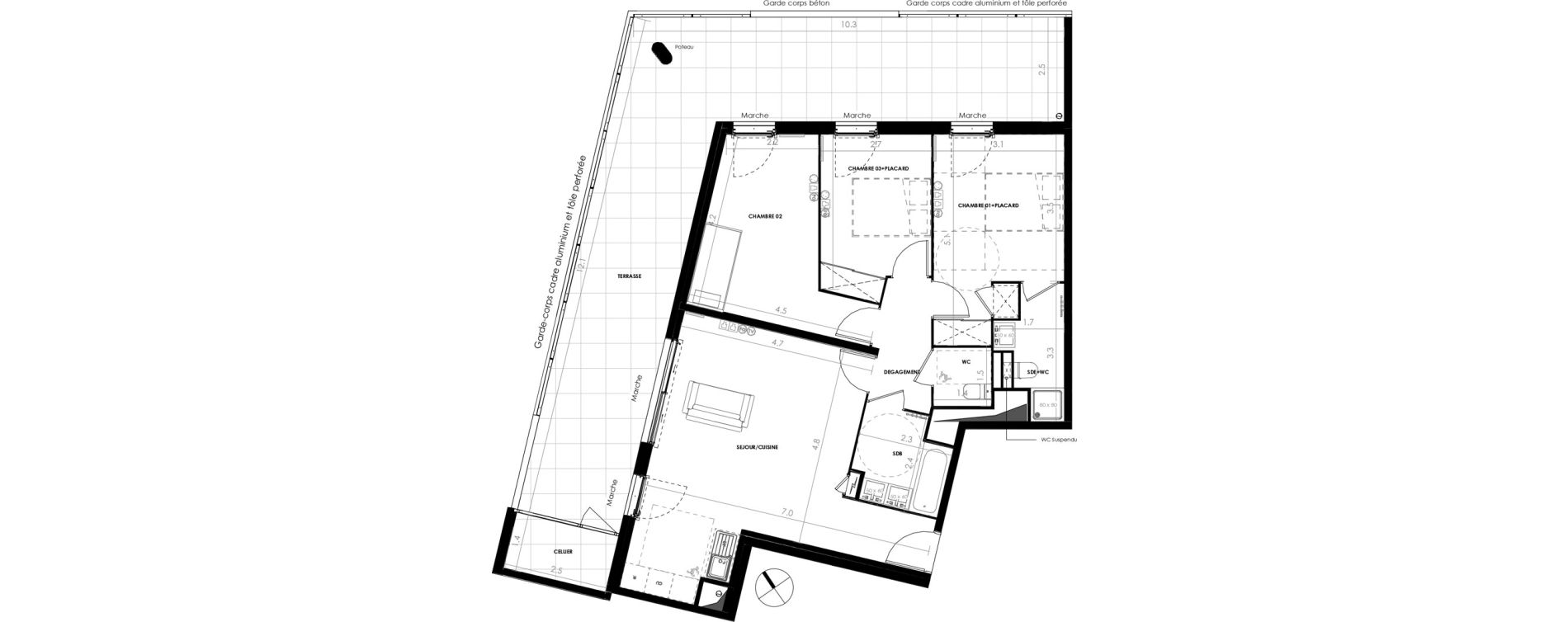 Appartement T4 de 81,40 m2 &agrave; Castries Centre