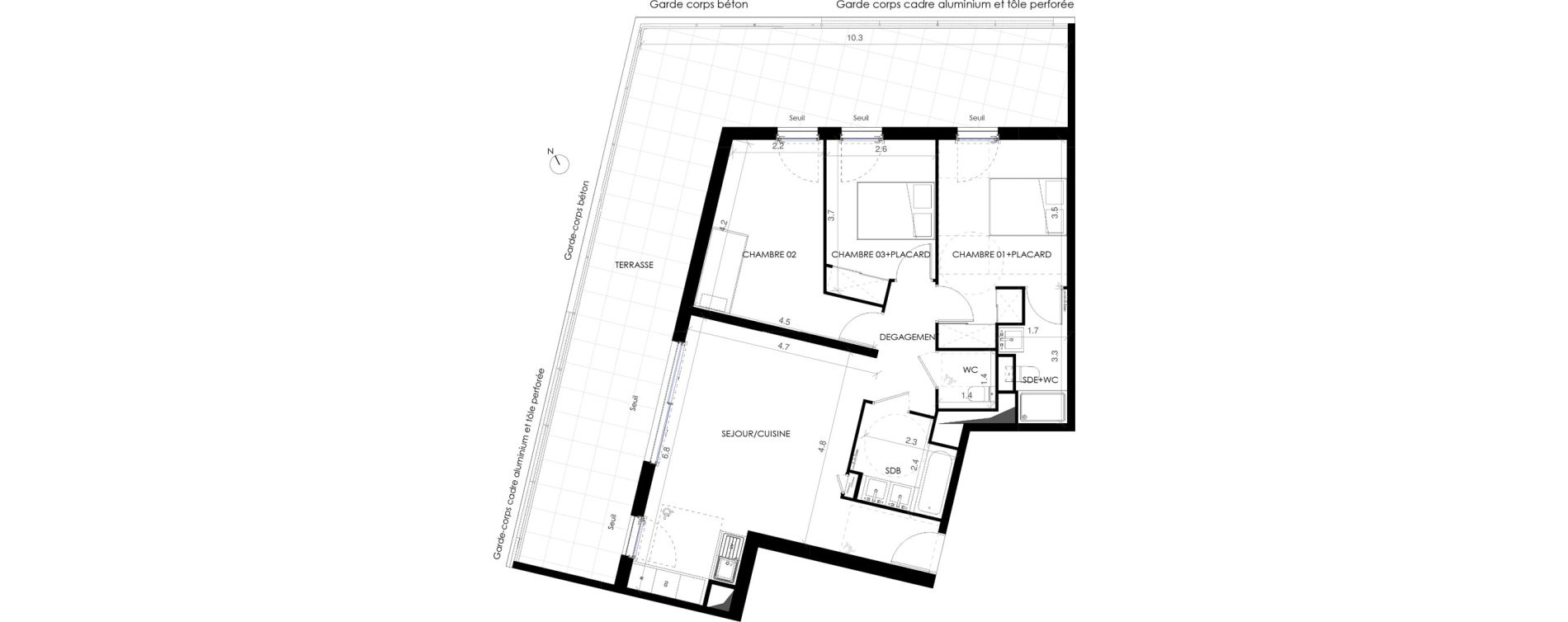 Appartement T4 de 81,20 m2 &agrave; Castries Centre