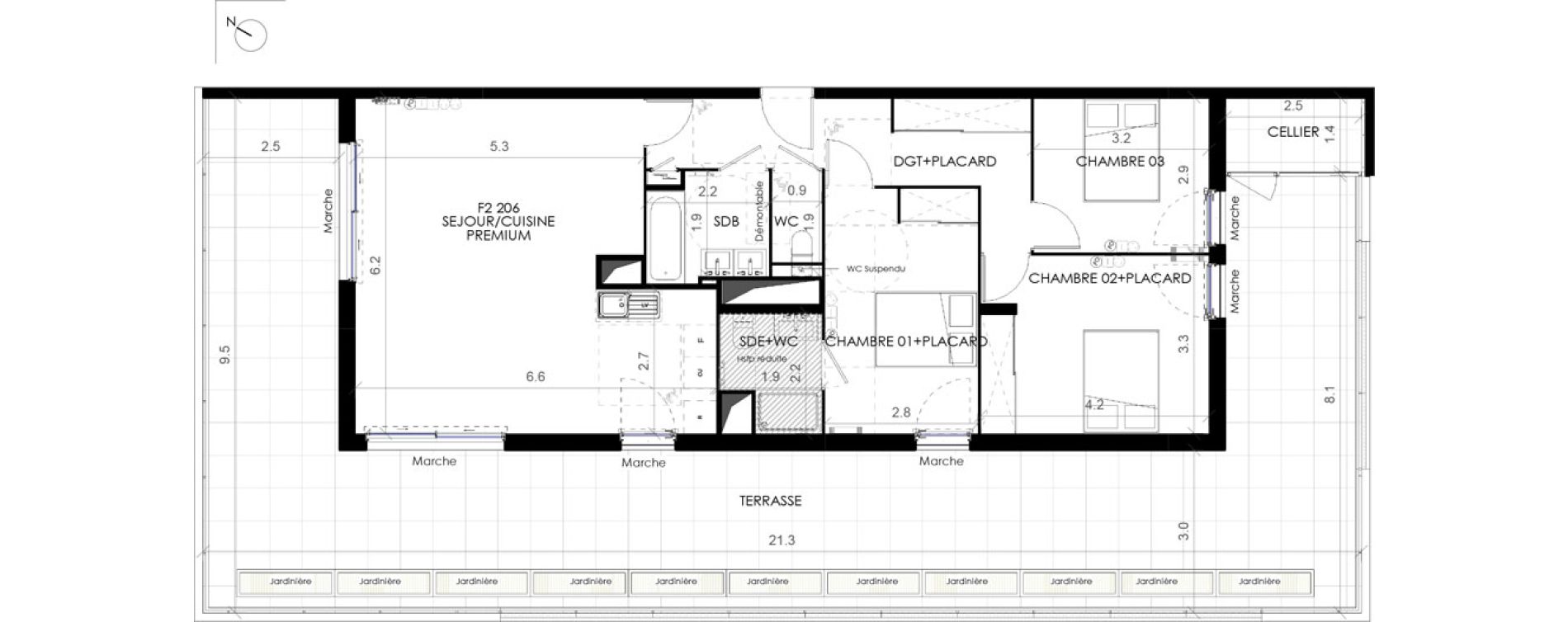 Appartement T4 de 92,30 m2 &agrave; Castries Centre