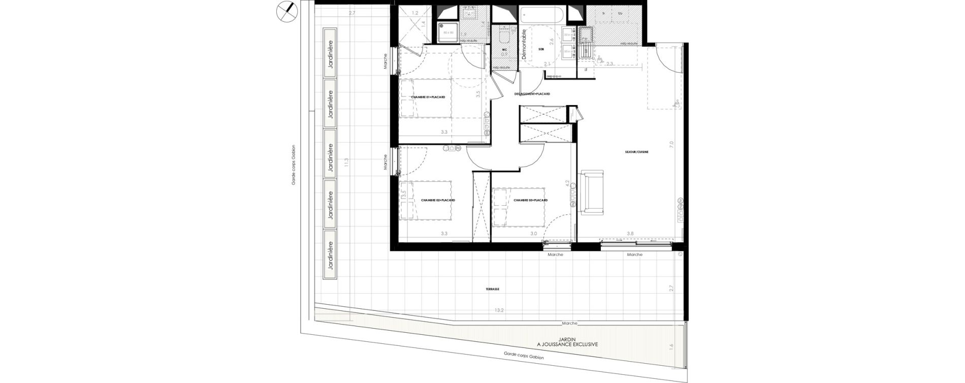 Appartement T4 de 80,50 m2 &agrave; Castries Centre