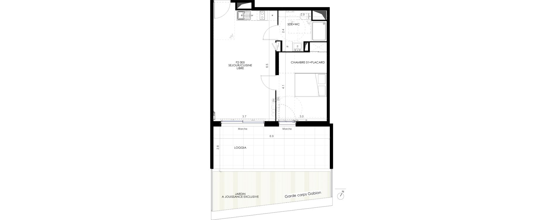Appartement T2 de 42,00 m2 &agrave; Castries Centre