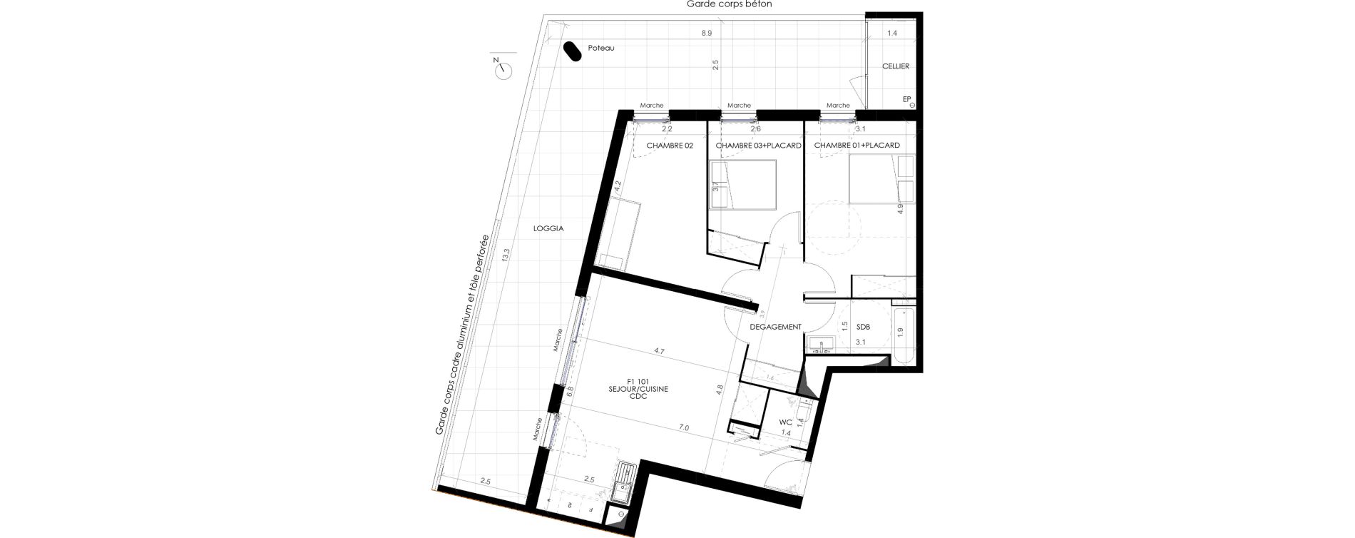 Appartement T4 de 82,00 m2 &agrave; Castries Centre