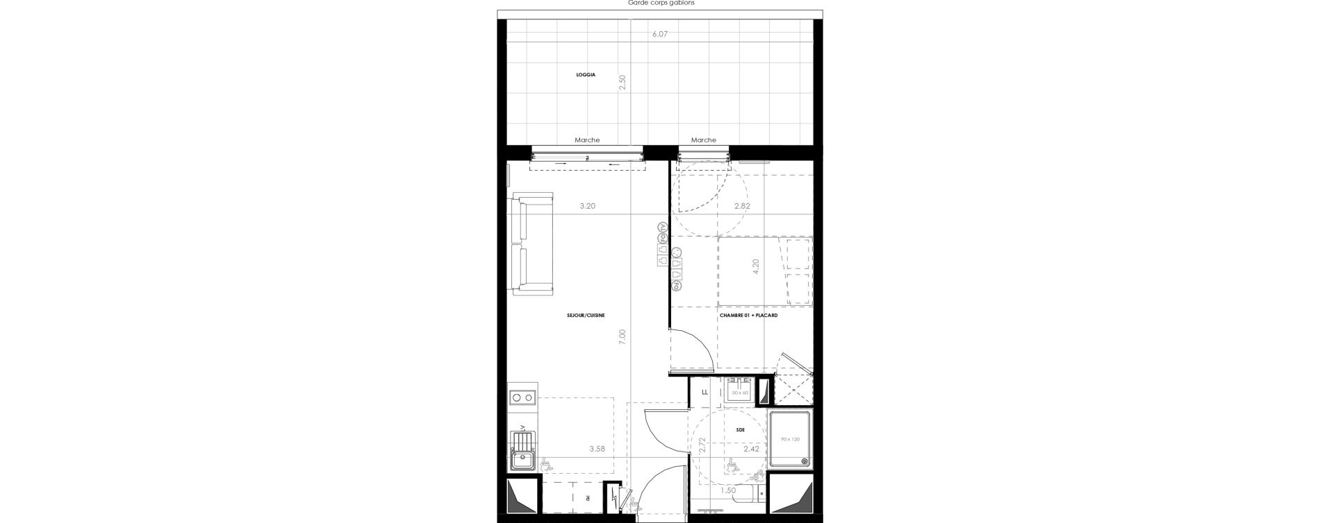 Appartement T2 de 40,17 m2 &agrave; Castries Centre