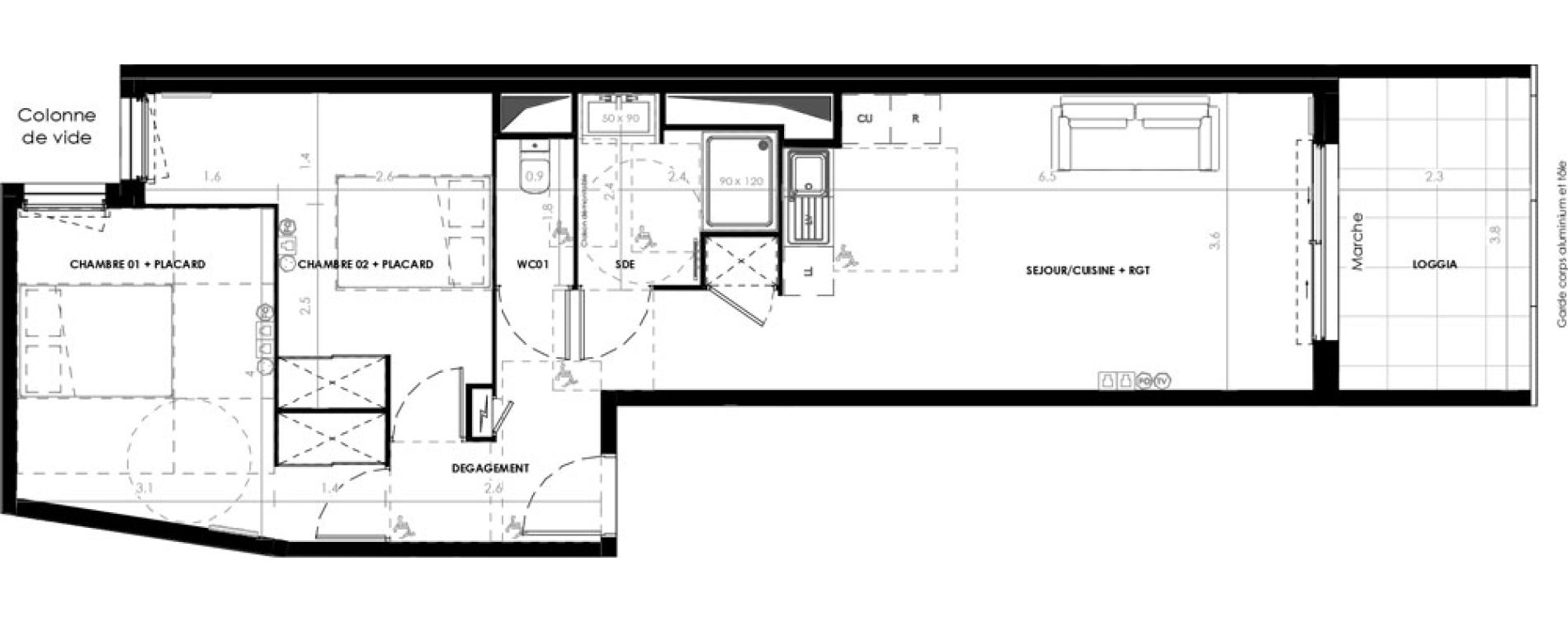 Appartement T3 de 64,22 m2 &agrave; Castries Centre