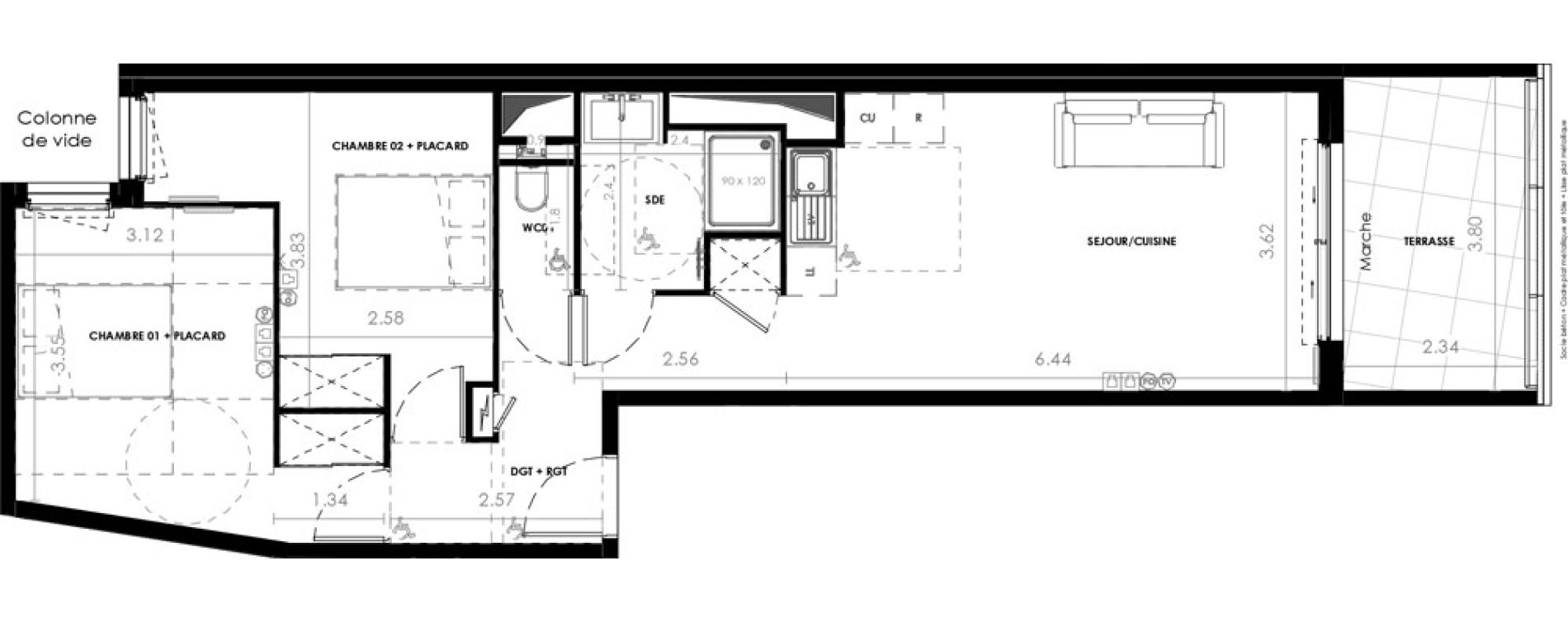 Appartement T3 de 63,42 m2 &agrave; Castries Centre