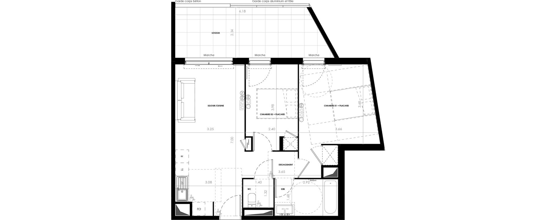 Appartement T3 de 55,70 m2 &agrave; Castries Centre