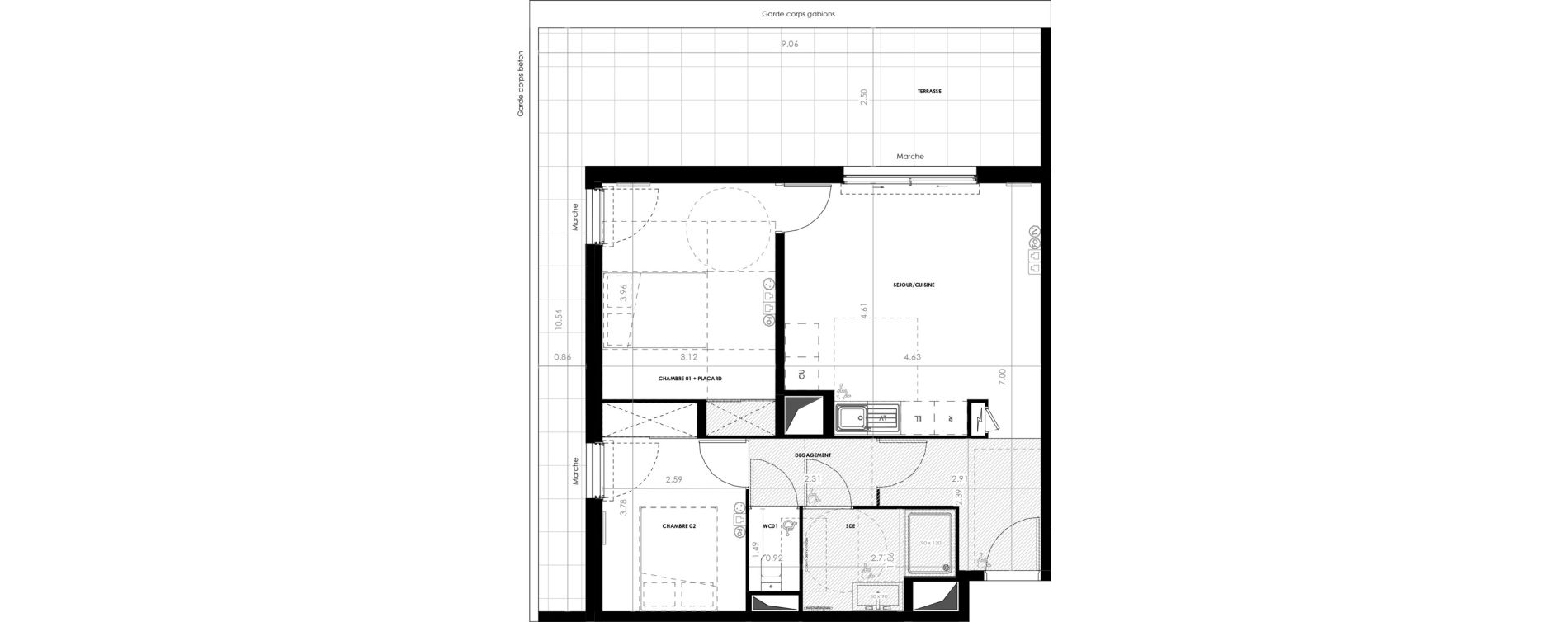 Appartement T3 de 56,44 m2 &agrave; Castries Centre